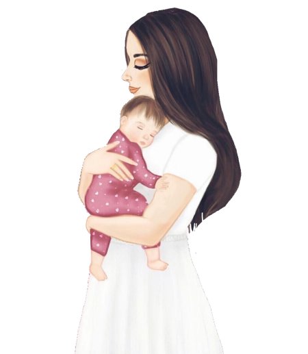 Мультяшная девушка с ребенком