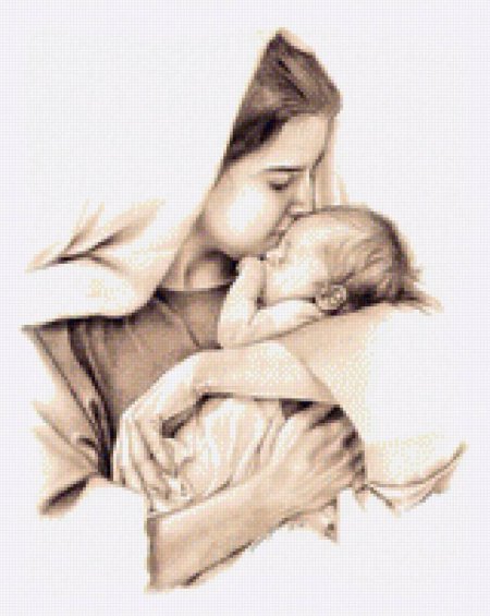 Мать и дитя рисунок карандашом