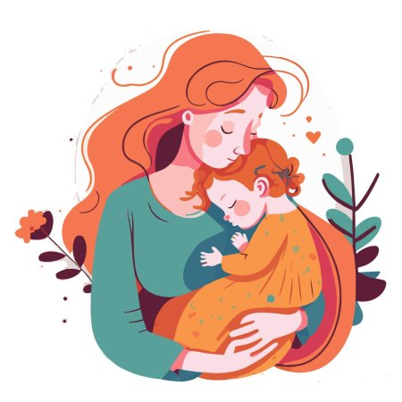 Мама с детьми рисунок