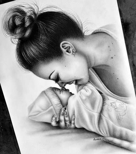 Мать и дитя рисунок