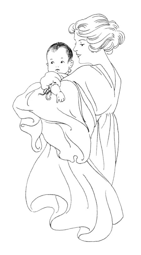 Мать и дитя раскраска