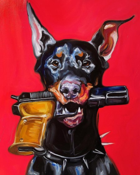 Доберман картина