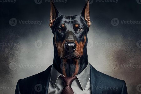 Доберман в костюме