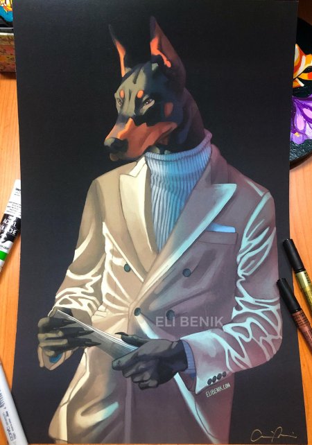 Картина доберман