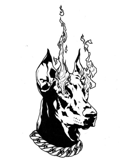 Тату эскиз доберман