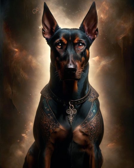 Доберман с цепью