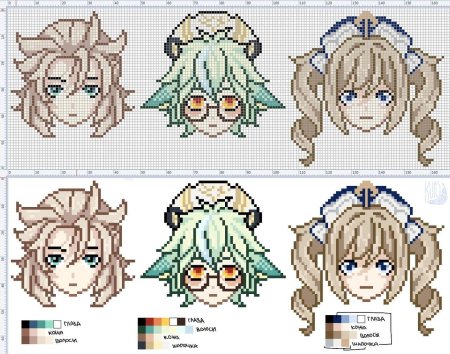 Genshin impact вышивка крестом