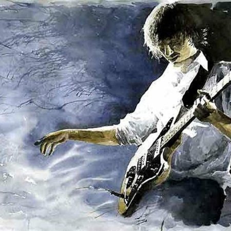 Гитарист акварель