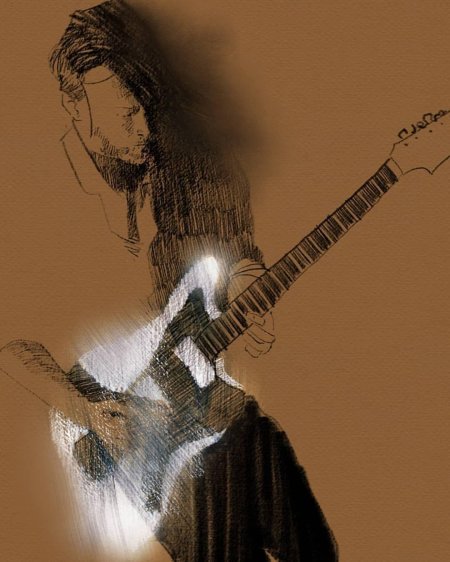 Гитарист карандашом