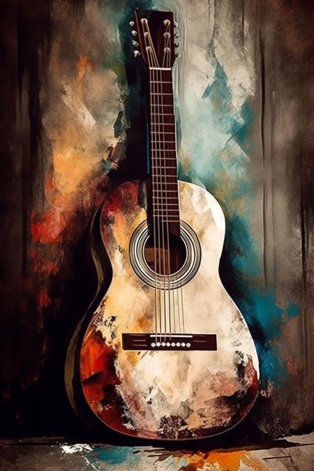 Гитара акварель