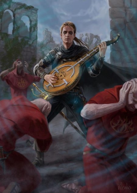Полуэльф бард с лютней