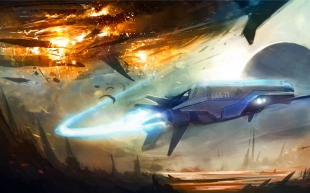 Арт scifi крушение космического корабля