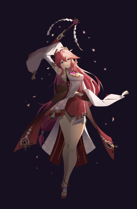 Яэ мико фанарт геншин