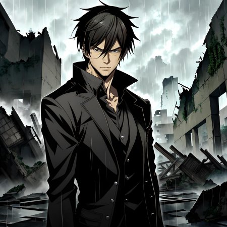 Аниме парень в черном