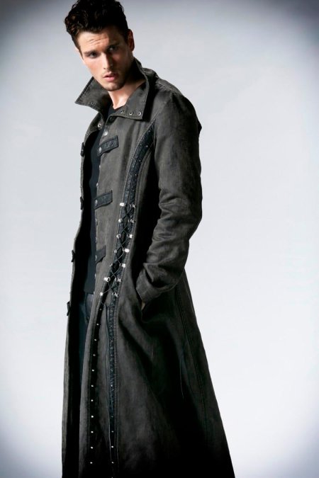 Кожаный плащ мужской длинный