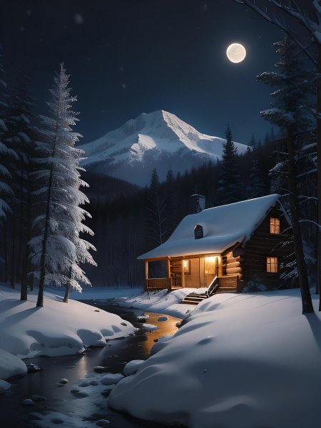 Домик в зимнем лесу