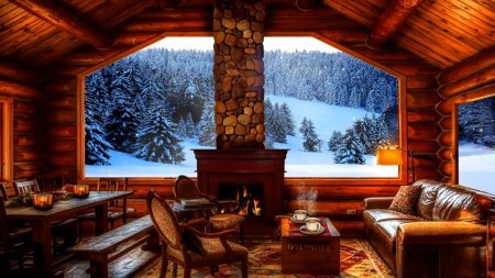 Камин в зимнем доме