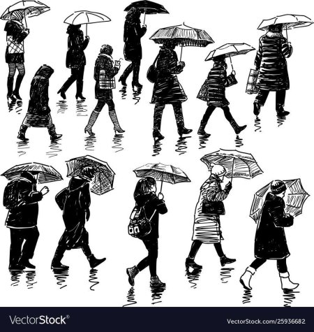 Человек под дождем рисунок