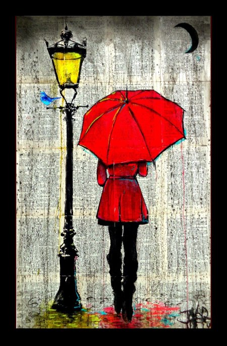 Девушка с зонтом рисунок