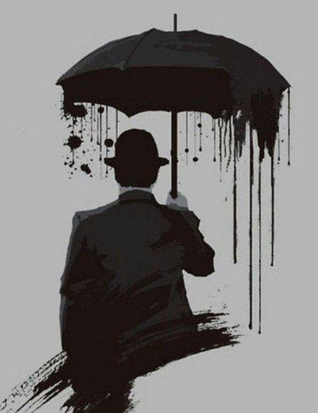 Человек с зонтом арт