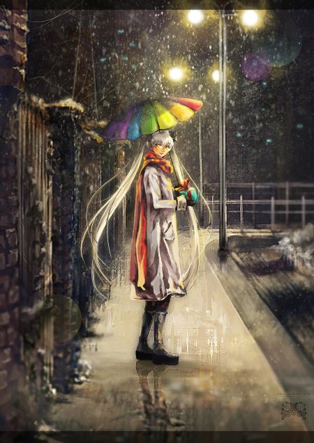 Аниме девушка с зонтом