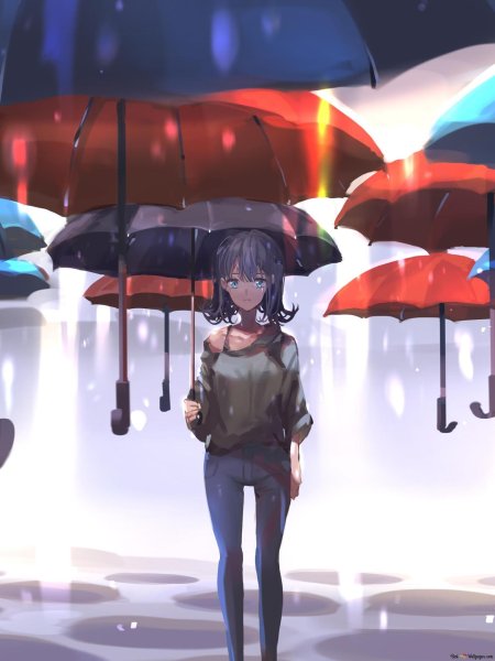 Аниме девушка с зонтиком