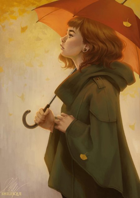 Девушка осень арт