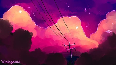 Розовый закат аниме