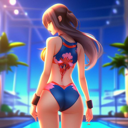 Аниме девушка в купальнике