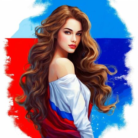Девушка с российским флагом