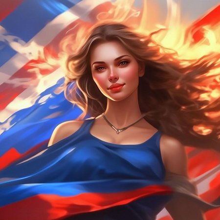 Девушка с русским флагом