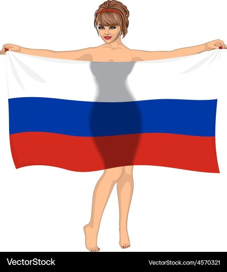 Девушка с флагом России