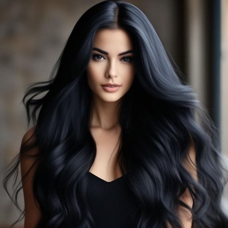 Длинные черные волосы