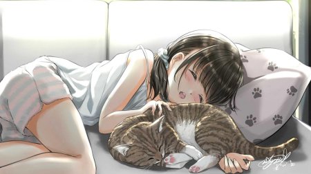 Аниме девушка лежит