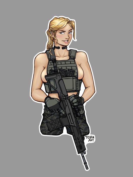 Девушка милитари арт