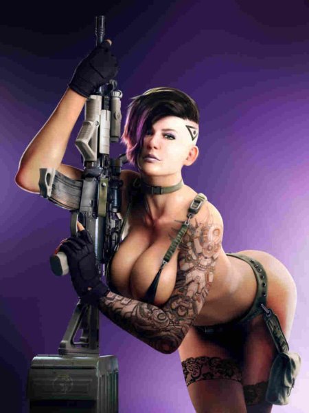 Девушки с большими сиськами и оружием