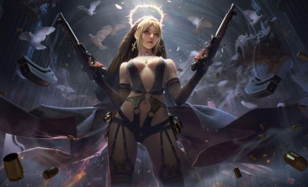 Девушка с оружием арт