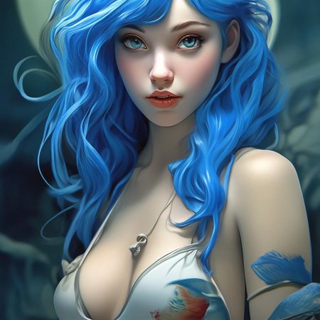 Мальвина с голубыми волосами