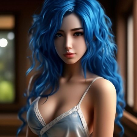 С голубыми волосами