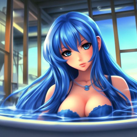 Аниме девушка с синими волосами