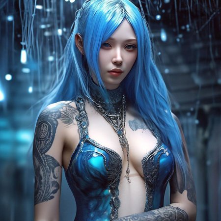 Девушка с синими волосами