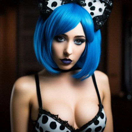 С синими волосами