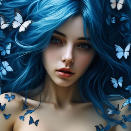 Девочка с голубыми волосами
