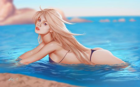 Девушка в купальнике арт