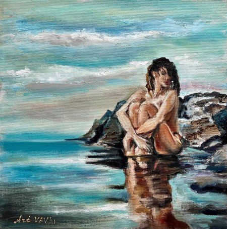 Картины женщина и море ню