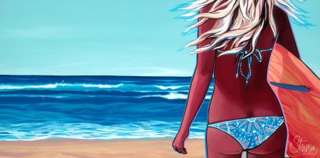 Девушка на пляже арт