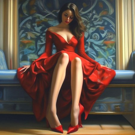 Женщина в красном платье