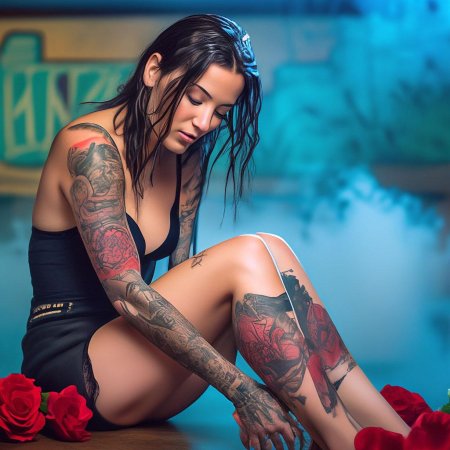 Красивая девушка с татуировками