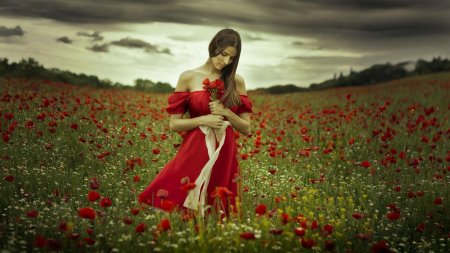 Маковое поле девушка