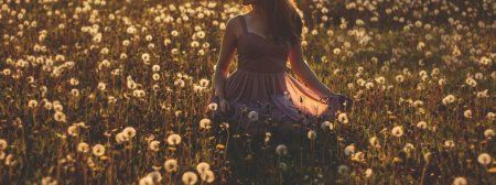 Девушка в поле с цветами